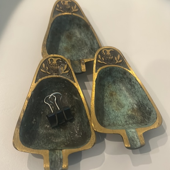 3 Vintage Ashtray Solid Brass Dayagi Israel Ornate Mid Century RARE Collectible - Picture 12 of 12